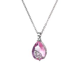 wholesale 6 Stück Wassertropfen glänzend rosa Kristall Zirkon Edelsteine Anhänger 925 Silber für Frauen Topas Halsketten Anhänger Schmuck