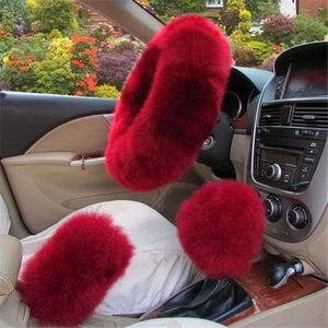 3pcs/set Winter Car Steering wheel Cover 12 Colors Long Wool Pink Fur Universal Steering Wheel Cover Car Accessories Wholesale