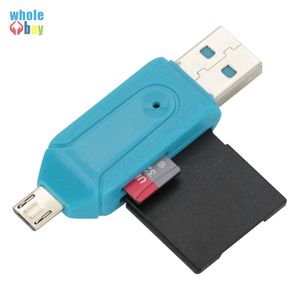 2 em 1 leitor de cartão com sd micro sd tf slots de adaptador otg micro usb 2.0 para android celular tablet computador