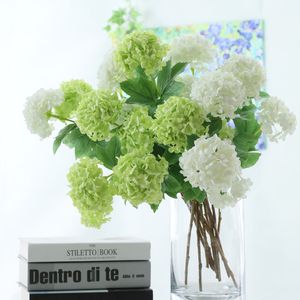 2heads Artificial Hydrangea Ball Flowers White Snowball Flores Home Party Wedding Decor Christmas Fall Decorations Fake Flower