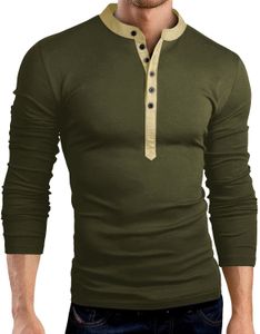 T Shirt Men Tops Streetwear V-neck Tshirt Men Button Long Sleeve Solid T Shirt Fitness Summer Men Tee Shirt Homme