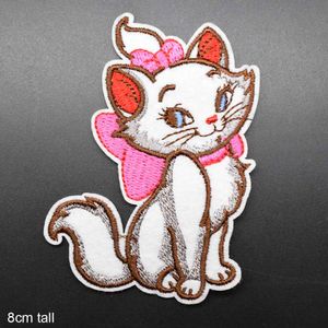 Cartoon ijzer op mooie marie kat geborduurde doek patch voor meisjes jongens kleding stickers kleding kledingstuk accessoires