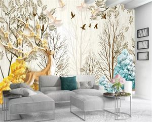 3d Wallpaper Living Room Sika deer in Asuka custom auspicious and beautiful animal silk wallpaper