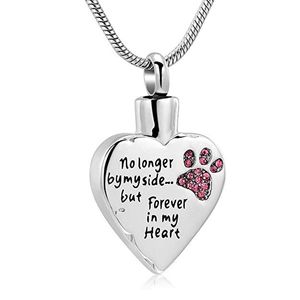 Urn Necklace Birthstone Ashes Cremation Keepsake- Inte längre vid min sida för evigt i min Heart-Dog Cat Pet Paw Style hängen