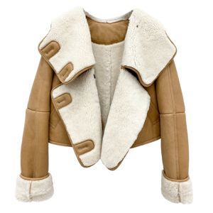 2024 Genuine Leather Jackets Women Short Shearling Jacket Merino Coat Motor Thick Warm Australia Sheep Fur Winter Biker Coat