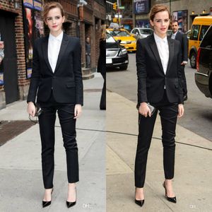 2020 Nedime Elbisesi Emma Watson Siyah Takım Elbise Custom Made Örgün İş Giyim Seksi Pantolon Suit Ofis Üniformaları