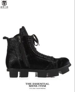 2019 homens da moda botas De Couro preto High end legal botas de salto grosso cavalo da pele dos homens botas homens sapatos de inverno
