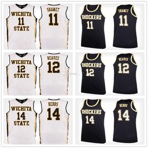 Wichita State Shockers College # 11 Maillots de basket-ball Landry Shamet # 12 Austin Reaves # 14 Jacob Herrs Mens cousu personnalisé N'importe quel nom de numéro