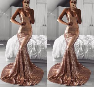 Altın Seksi Gül Ucuz Deniz Kızı Prom Sıralı Uzun Sırtsız Elbiseler Akşam Giyim Vestidos De Fiesta Özel Ocn Elbise