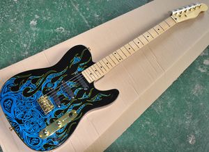 青い炎のパターン、Maplefretboard、ゴールドハードウェアを持つ工場卸売エレキギター、要求としてカスタマイズすることができます