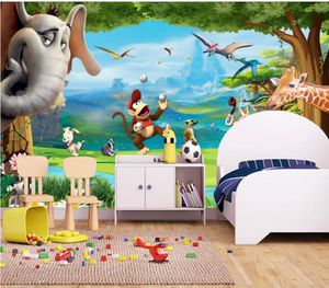 papéis de parede de sala de estar moderna Animal Story Forest Kingdom Quarto de criança Kids Room Mural de desenho animado