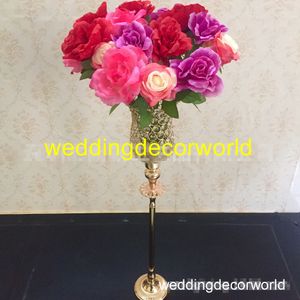 New style Gold Metal Decorative Vases Tall Flowers Stand Holder for Head Table Floor Ceremony Anniversary Party Banquet decor0747