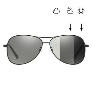 Photochrome Sonnenbrille, Metallrahmen, polarisierte Sonnenbrille für Unisex-Design, Fahrbrille, modisches Pilotenschild, 4 Farben