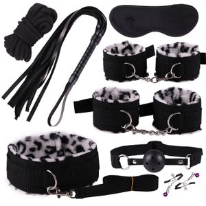 8 pz/set bdsm Giocattoli Erotici per Adulti BDSM Sex Bondage Set Capezzoli Morsetti Bavaglio Frusta Corda Giocattoli Del Sesso Per Le Coppie J1121