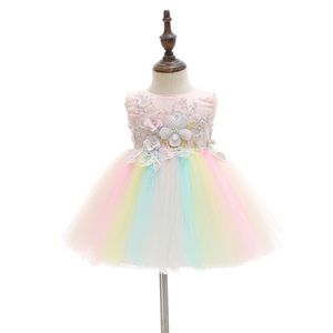 Радуга первая вторая девочка платье на день рождения платье с цветочным карнавалом для маленьких девочек вечеринка и свадебные костюмы на Хэллоуин