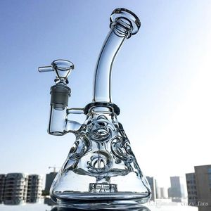 Showerhead Perc Bongs Fab Egg Glass Water Bongs Blue Green Clear Beaker Bongs 9inch Glass Water Pipes With Swiss Perc Hookah Dab Rig