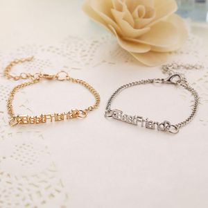 Stainless steel thin bracelet female charm letter bracelet simple pop