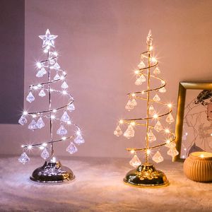Crystal LED Christmas Tree Table Light LED Desk Lamp Fairy Living Room Night Lights Decorative for Home Kids New Year Gifts 2019