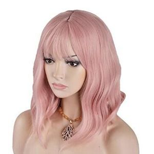 Różowa syntetyczna peruka kręcone włosy kukurydza wielka fala grzywki hurtowe