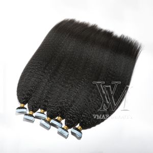 Vmae Peruvian Single Natural Color 100g Kinky Straight 100% Unprocessed Virgin Human Hair Tape ins Human Hair Extensions