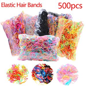 500 pcs / conjunto de rabo de cavalo Elastic TPU TPU Cabeleireiro De Borracha De Cabelo De Cabelo Clipes De Cabelo Acessórios Banda Para Meninas Frozen Rope Atacado