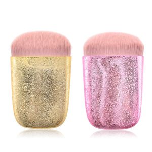 Sjöjungfru glittrande lysande makeupborstar professionell blush pulverfundament make up borste kosmetiska verktyg 2styles rra1518