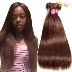 Brazilian Virgin Straight Hair #2 #4 Color 100% Remy Hair Straight Light Brown Human Hair Weave Bundles