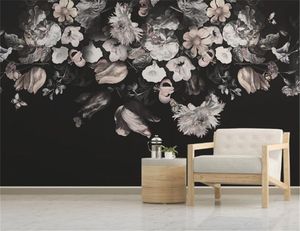European retro nostalgic hand-painted floral TV background wall HD Digital Printing Moisture Wall paper