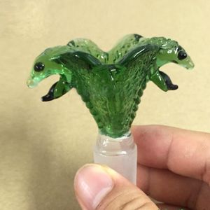 Grön Transparent Klar Cobra Dubbelhuvud Ormar Glasskål 14mm 18mm Manfog rökskålar för glas Vattenbongar Rökrör