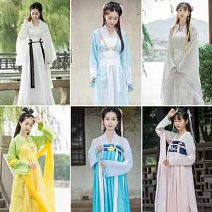 Forntida Asiatiska Kvinnor Hanfu Kostym Ruskirt Fairy Rosa Frisk Elegant Kinesisk Japansk Style Stor Wide Sleeve Original Performance Kläder