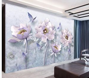 Avrupa takı tv arka plan duvarı Retro Kalın gölgeleme ses geçirmez rüzgar geçirmez perde 3D stereo kabartma Şakayık çiçeği