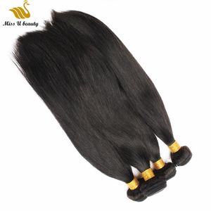 Перуанский пакет волос 4 пучков Virgin Humanhair Extensions 10-30-дюймовый натуральный черный цвет кутикулы выровнены