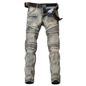Erkek Delik Stretch İnce Kıvrımlar Jeans Mens Sokak Hip Hop Bahar Modelleri Moda Tasarımcısı Erkek Fermuar Kalem Pantolon Kot Giyim
