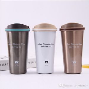 Thermosbecher Kaffeetasse mit Deckeldichtung Doppelwandige Isolierflaschen aus Edelstahl Thermoskannen Thermobecher Tragbare Autowasserflasche 500 ml DYP1037