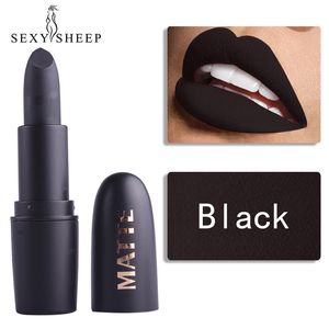 Szminka Matowa Wodoodporna Naga Lip Stick Black Lip Sexy Czerwone Brązowe Pigmenty Makeup Długie Trwałe Matowe Pomadki Uroda Wargi