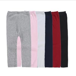 Leggings per ragazze Collant solidi per bambini Pantaloni elasticizzati color caramella Calzini con fondo lavorato a maglia morbida Pantaloni a vita media in cotone caldo Abbigliamento per bambini B6380