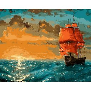 Painter Dream: DIY Oil Painting By Numbers Ocean theme 50*40CM/20*16 Inch On Canvas For Home Decoration [Unframed]