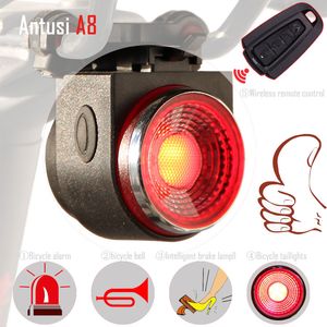 Allarme antifurto senza fili Remo Bici led portatile ricaricabile Luce posteriore Campana Ciclismo flash Fanale posteriore Lampada Luci dei freni della bicicletta a8