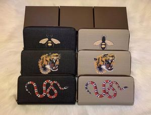 2022 Partihandel Man Tiger Figur Male Lady Long Wallet Multicolor Designer Mynt Purse Korthållare Original Box Kvinnor Klassisk Zippe