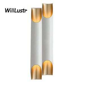 Modern Aluminium vägg Sconce Minimalistisk rörlampa Hotell Restaurang Lounge Loft Mall Shop Office Bedroom Single Double Tube Light