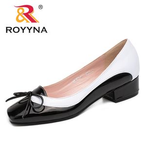 Royyna 새로운 도착 패션 스타일 여성 펌프 나비 - 매듭 여성 드레스 신발 사각형 발가락 여성 사무실 신발 얕은 숙녀 신발