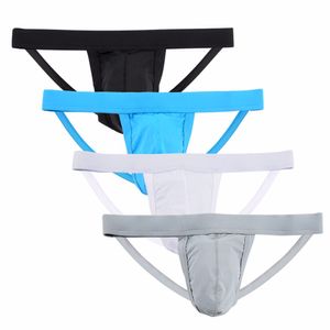 Mäns Athletic Supporter Performance Jockstrap Underkläder Paket med 4 Svart, Blå, Grå, Vit