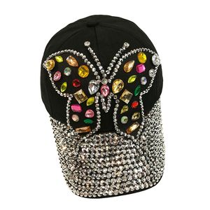 Fashion Luxury Designer Sequins Diamond Butterfly Jeans Demin Hats Summer Baseball Ball Caps for Women Travel Outdoor Sun Hat