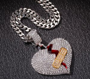 hip hop jewelry with Zircon iced out chains Vintage High grade Love heart Pendant necklace diamond jewelry wholesale mens necklace