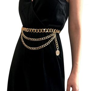 Cintura in metallo per donna Retro punk con frange in vita Cintura in oro argento Vestito da donna Catena con nappe di marca Donna 4801