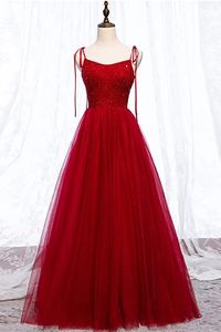 Wholesale unique evening gowns for sale - Group buy Unique Sparkle Tulle Red Dinner Dress Beads Tops A line Formal Evening Gown robe de soiree Custom Made