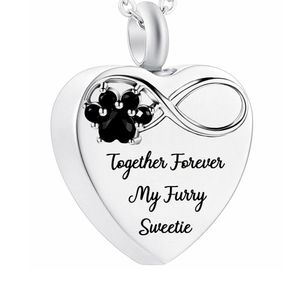 Puppy Silver Urn Memotial Necklaces for Dog Ashes Forever Together Paw Print Cremation Labrador Retriever Memorial Urns Keepsake Pendant