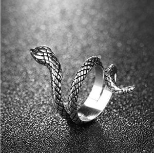 Serpiente Anillo De Cobra al por mayor-Anillos abiertos con forma de cobra Temperamento abierto Snake Antiguo anillo de plata para mujer