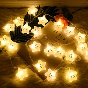 LED Uśmiechnięte Stroje Światła Wedding Birthday Holiday Lighting Cute Star Strings for Christmas Party Decoration
