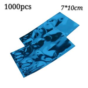 1000 pz 7*10 cm blu open top foglio di alluminio sacchetto di imballaggio in mylar valvola di stoccaggio del tè sacchetti per imballaggio sottovuoto termosaldatura sacchetto piatto